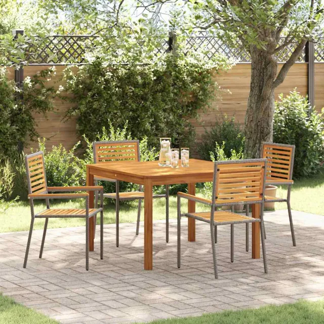 vidaXL Tuin eettafelset 5 st Grijs Massief Acaciahout