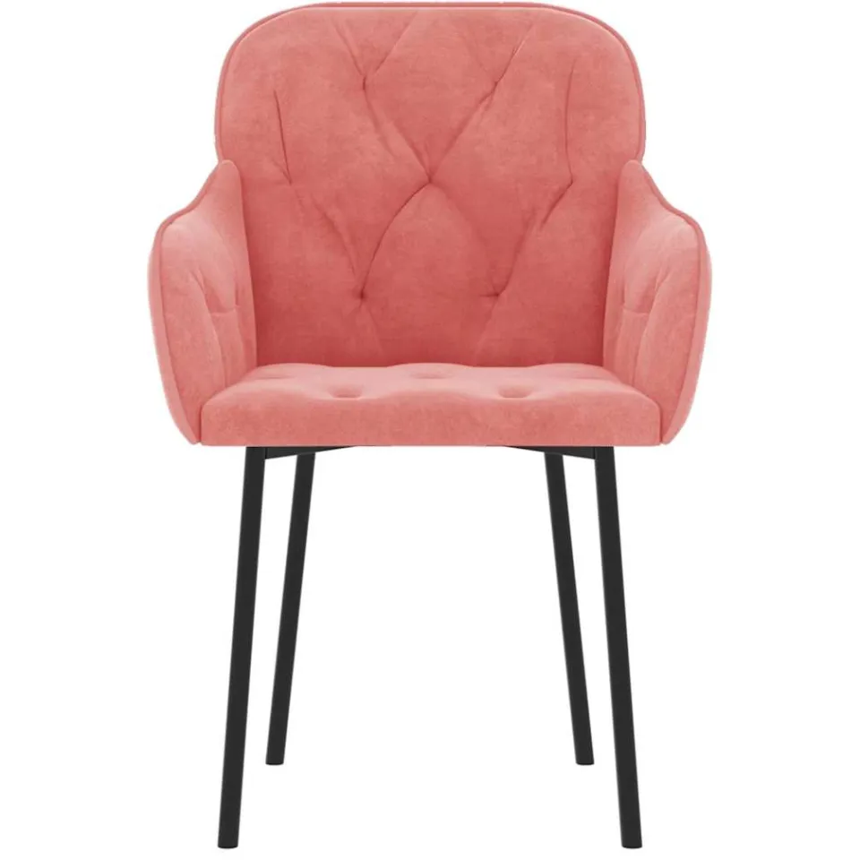 vidaXL Eetkamerstoelen 2 st fluweel roze, foto 4