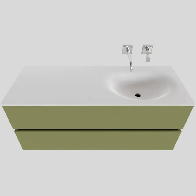 Boss & Wessing Badkamermeubel Solid Surface BWS Stockholm 120x46 cm Rechts Mat Groen (zonder kraangat)