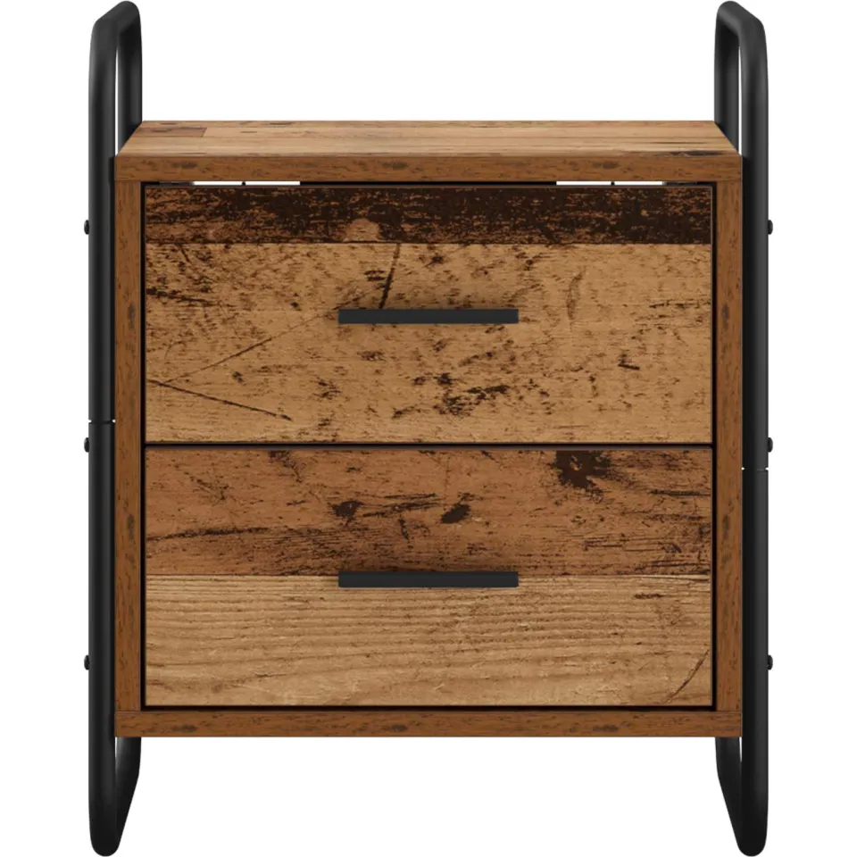 vidaXL Hangend nachtkastje Oud hout 40 x 30 x 50 cm Bewerkt hout bruin, foto 4