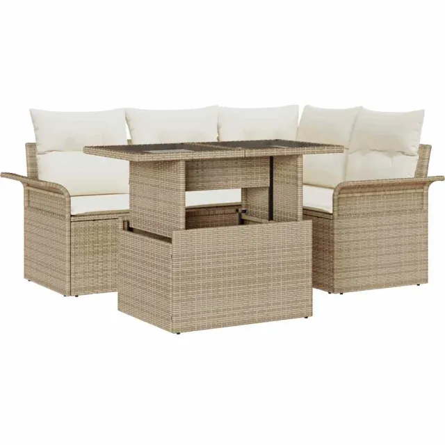 vidaXL Tuin Sofa Set 5 st Beige [Synthetisch]: Poly Rattan