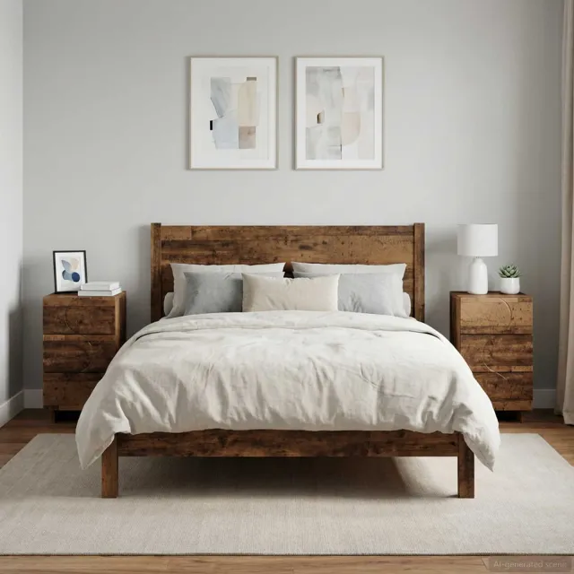 vidaXL Nachtkastje 2 st Oud hout 33,5 x 34,5 x 60 cm Bewerkt hout bruin, foto 2