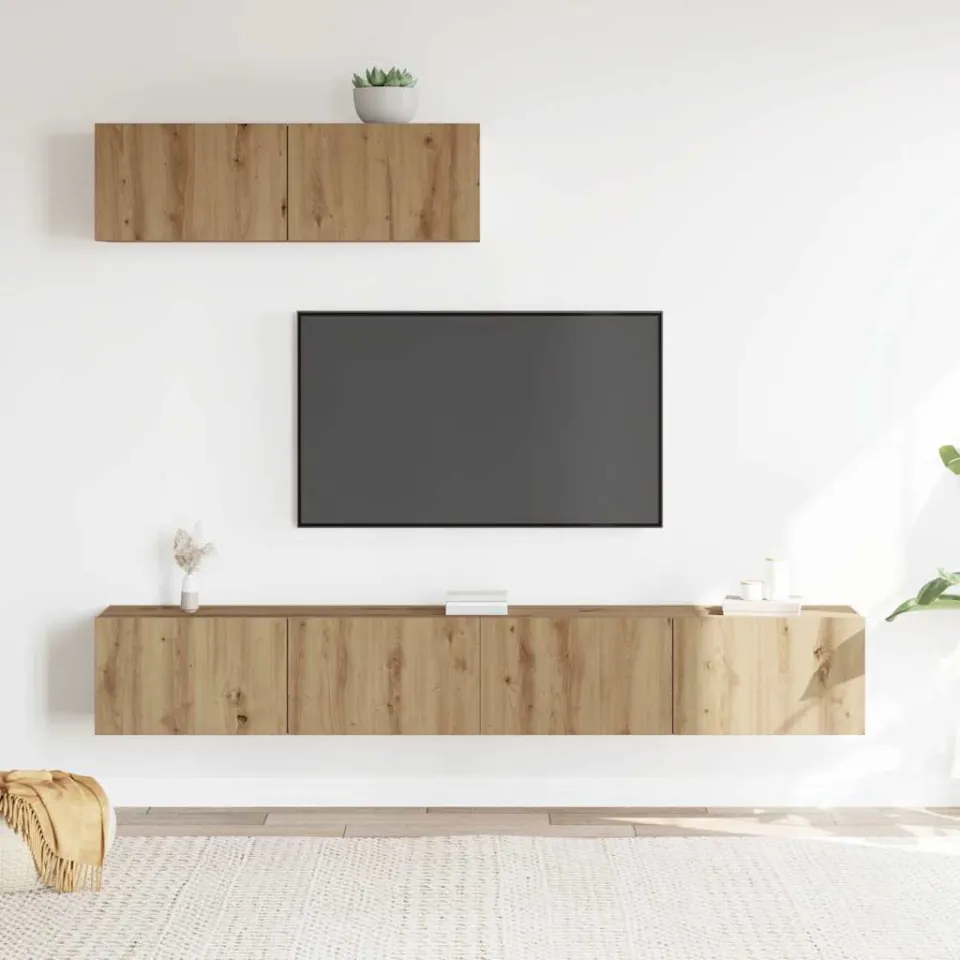 vidaXL 3-delig Tv-meubelset wandmontage bewerkt hout artisanaal eiken, foto 2