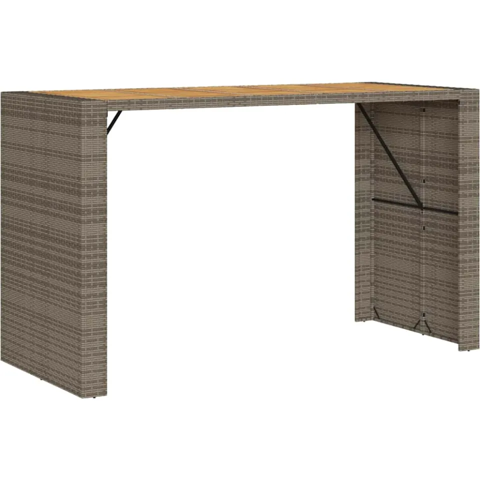 vidaXL 5-delige Tuinbarset met kussens poly rattan acacia grijs, foto 3