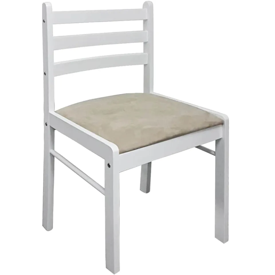 vidaXL Eetkamerstoelen 2 st massief rubberwood en fluweel wit, foto 4