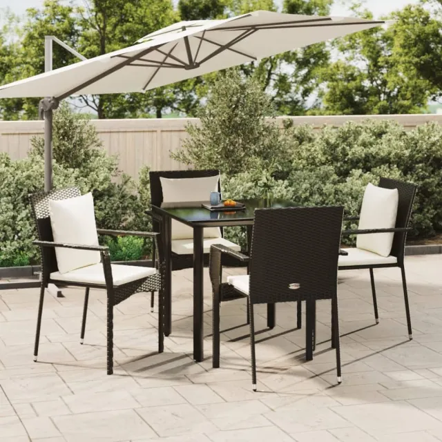 vidaXL 5-delige Tuinset met kussens poly rattan zwart, foto 2