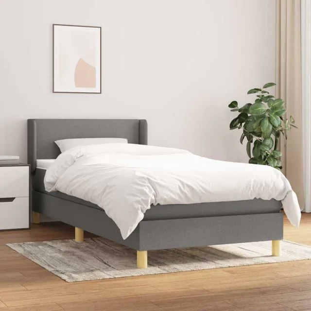 vidaXL Boxspring met matras stof donkergrijs 90x190 cm grijs