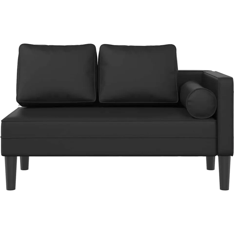 vidaXL Chaise longue met kussens kunstleer zwart