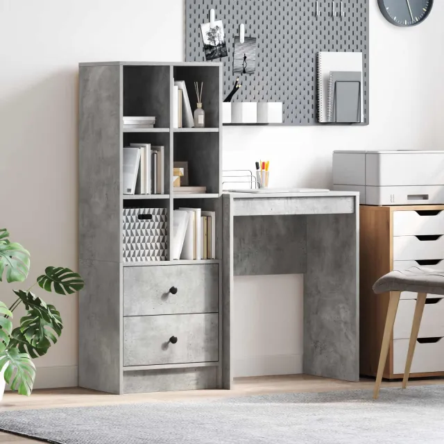 vidaXL Bureau Beton Grijs 105,5 x 34 x 127 cm 2 st, foto 2