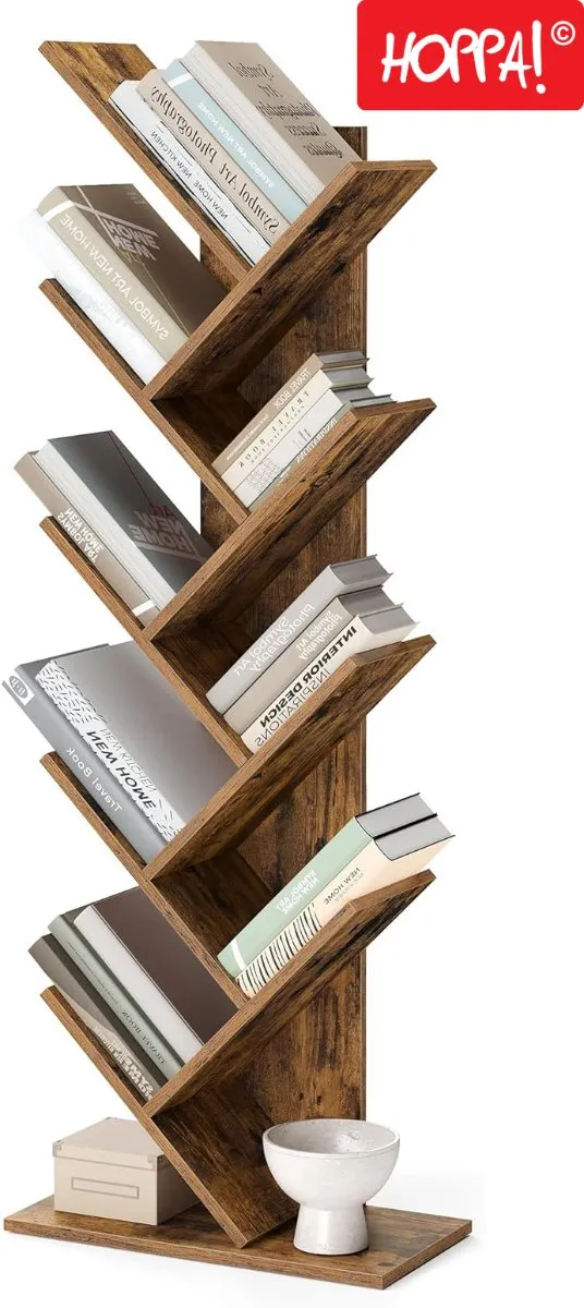 Hoppa! Boekenkast - Vintage Bruin - Metaal - 50 x 25 x 142 cm (B x D x H)