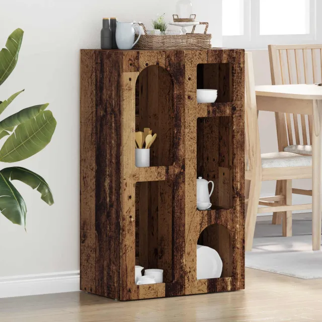 vidaXL Dressoir ELST Oudhout 59 x 35 x 100,5 cm Bewerkt hout Bruin