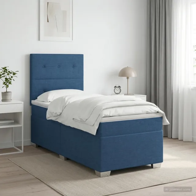 vidaXL Boxspringbed met matras met hoofdeinde Blauw 100 x 200 cm Stof