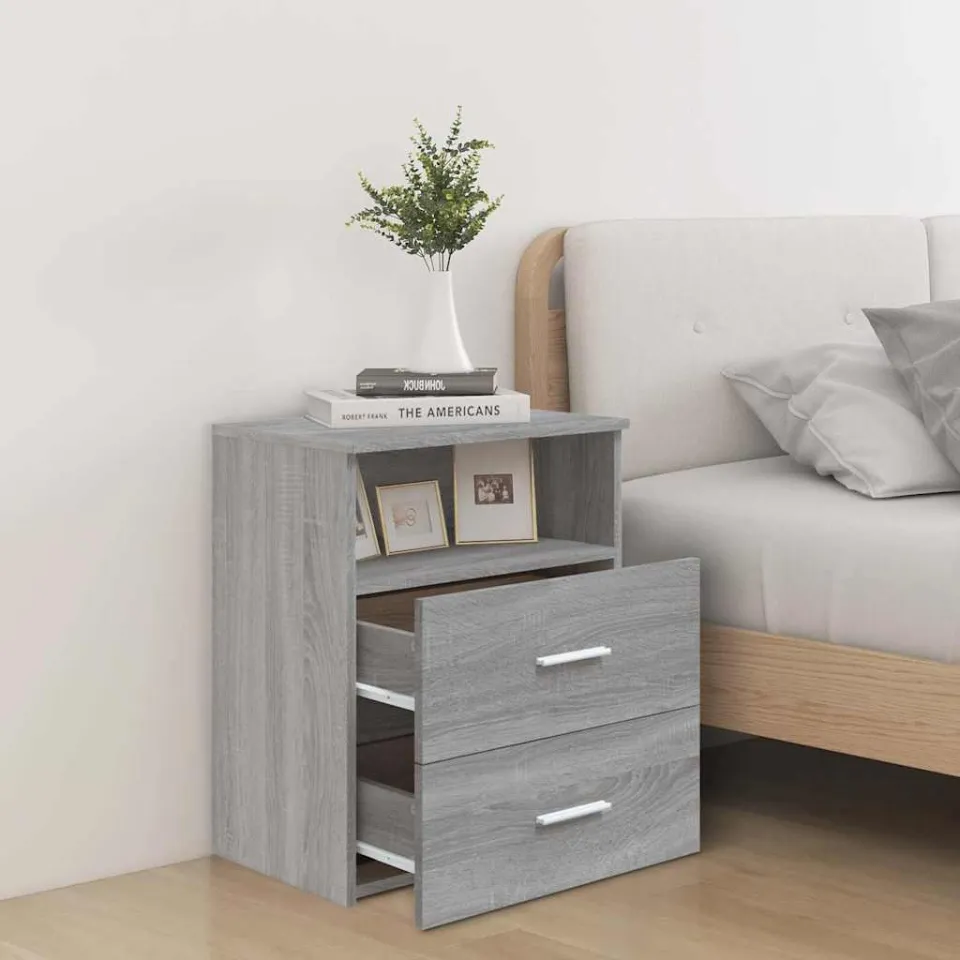 vidaXL Nachtkastjes 2 st 50x32x60 cm grijs sonoma eikenkleurig, foto 4