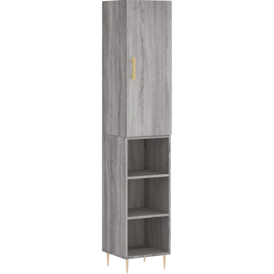 vidaXL Hoge kast 34,5x34x180 cm bewerkt hout grijs sonoma eikenkleurig, foto 3