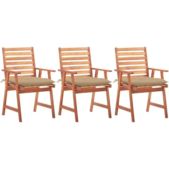 vidaXL Tuinstoelen 3 st met kussens massief acaciahout Beige