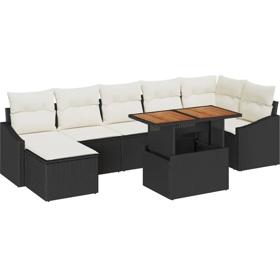 vidaXL Tuin Sofa Set 8 st Zwart Poly riet