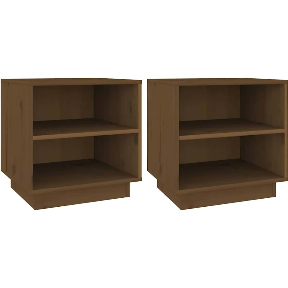 vidaXL Nachtkastjes 2 st 40x34x40 cm massief grenenhout honingbruin