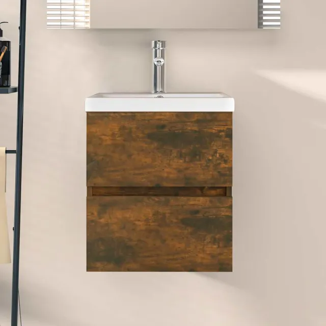 vidaXL Wastafelkast 41x38,5x45 cm bewerkt hout gerookt eikenkleurig Bruin