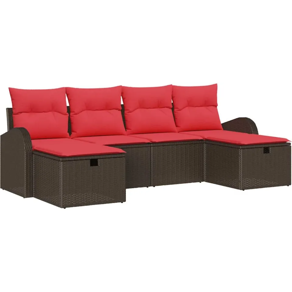 vidaXL Tuin Sofa Set 6 st Bruin poly rattan