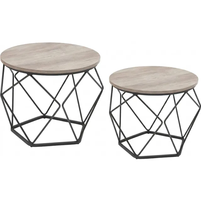 Imperatoris Salontafel - Geschikt voor Woonkamer, Thuiskantoor & Buiten - Stijlvolle Salon Tafel en Sidetable - Set van 2 - Grijs en Zwart - 40 x 50 x 40 cm - van Imperatoris