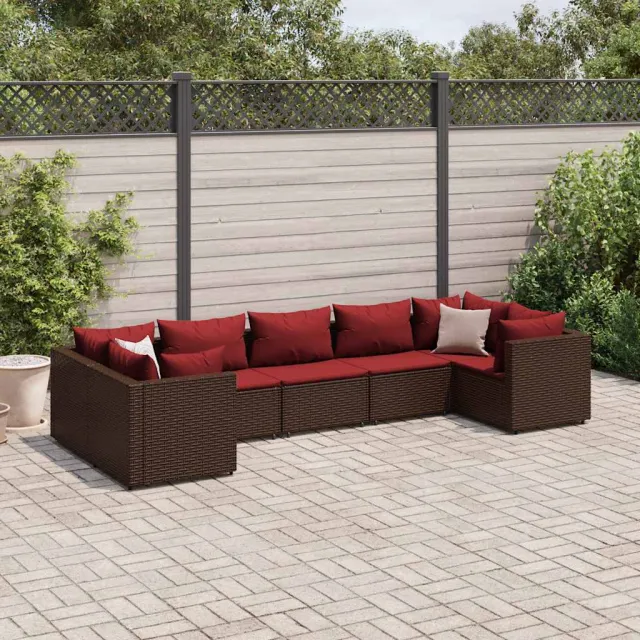 vidaXL 7-delige Loungeset met kussens poly rattan bruin, foto 2