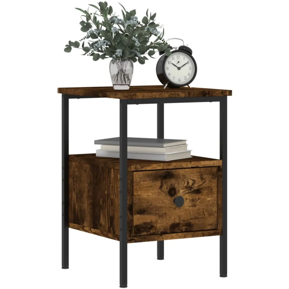 vidaXL Nachtkastjes 2 st 34x36x50 cm bewerkt hout gerookt eikenkleurig Bruin