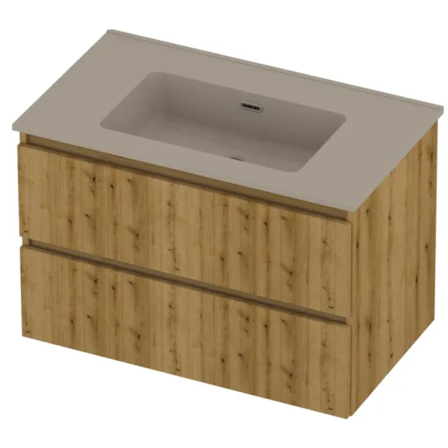 Proline Tribute Badmeubelset Porselein Elegant 80x46x54 cm Mat Crème Cotton Urban Oak Eiken