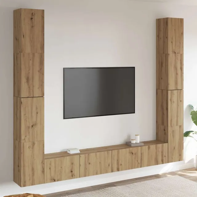 vidaXL Tv-wandkasten 6 st bewerkt hout artisanaal eikenkleurig, foto 2