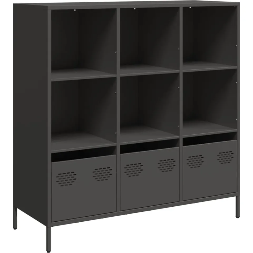 vidaXL Hoge kast 101,5x39x103,5 cm staal zwart, foto 3