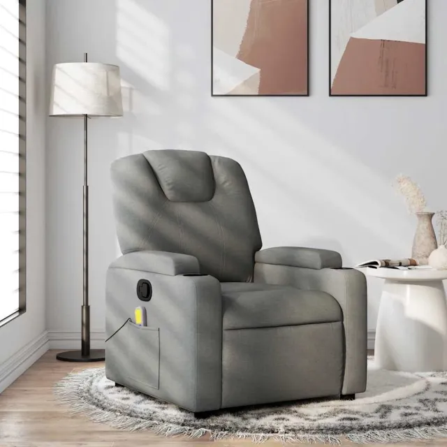 vidaXL Massagestoel - in - donkergrijze - stof Donkergrijs
