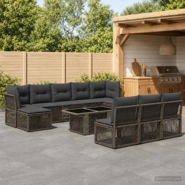 vidaXL Tuinbankenset 11 st Grijs 100 x 55 x 73 cm poly rattan