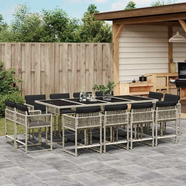 vidaXL 13-delige Tuinset met kussens poly rattan lichtgrijs grijs, foto 2