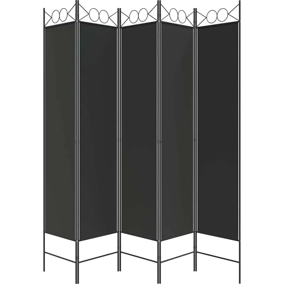vidaXL Kamerscherm met 5 panelen 200x200 cm stof zwart, foto 4