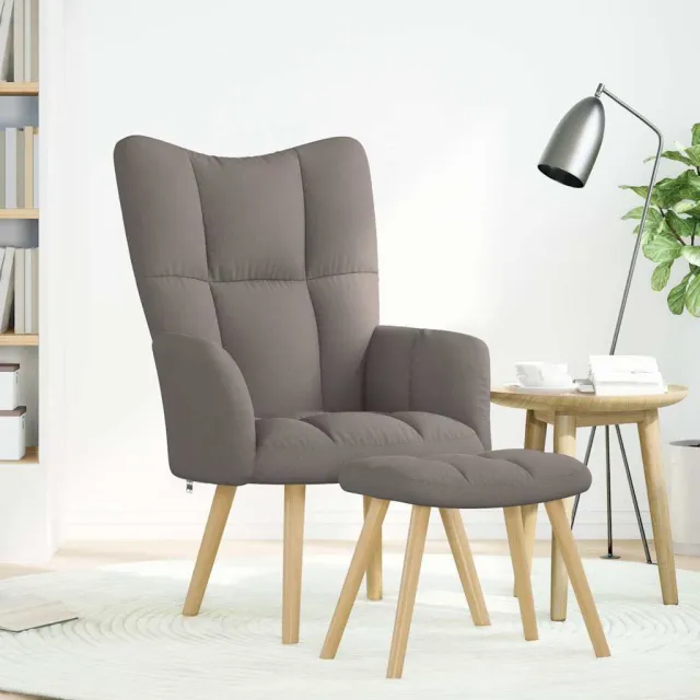 vidaXL Relaxstoel met voetenbank stof taupe