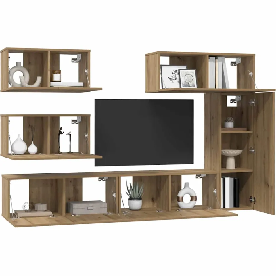 vidaXL TV Cabinet Set 6 st 30,5 x 30 x 90 cm Artisan Eiken Bruin