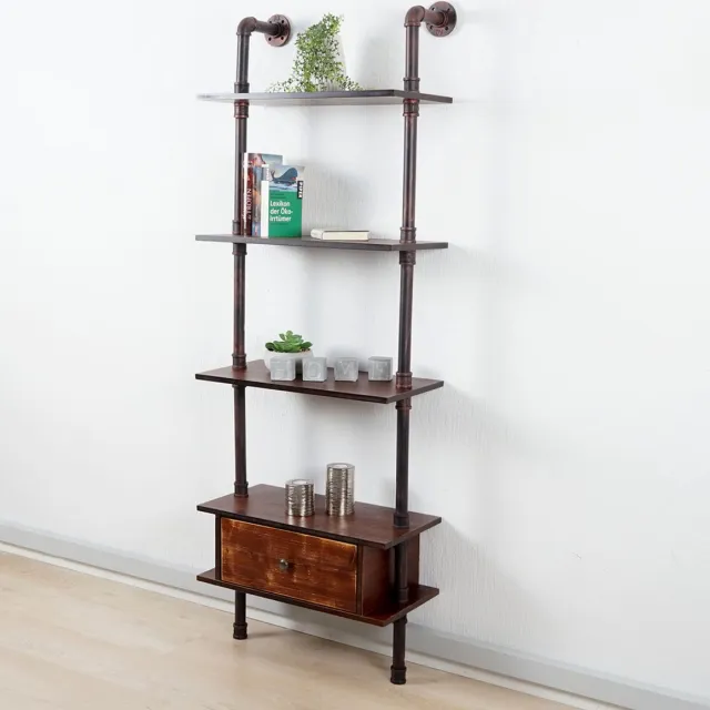 Cosmo Casa Stellingkast - Woonplank Boekenplank Opbergplank - Industrieel Ontwerp Metaal 175x60x30cm bruin