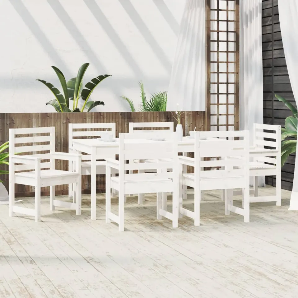 vidaXL 7-delige Tuinset massief grenenhout wit