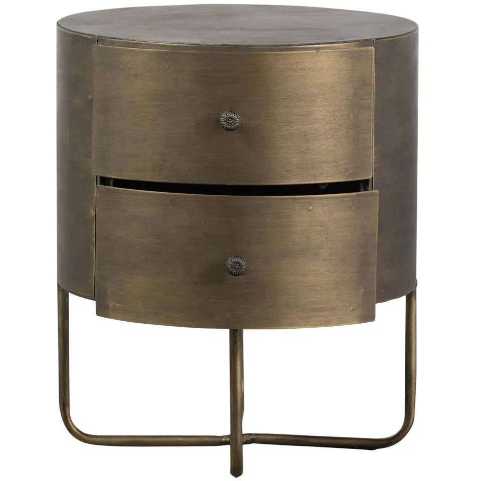 WOOOD Glossy rond kastje antique brass, foto 2