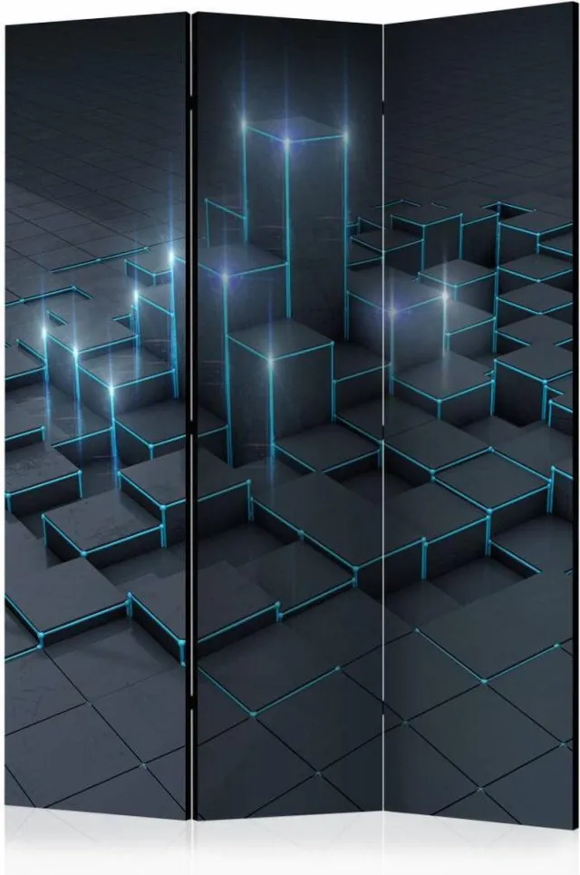 karo-art Vouwscherm / Kamerscherm - In het zwart 135x172cm , gemonteerd geleverd, dubbelzijdig geprint Multikleur