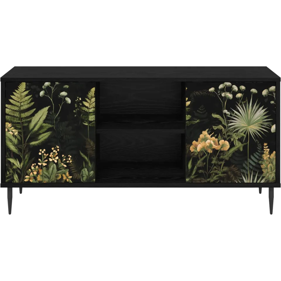 vidaXL Tv-meubel RHENEN 102 x 33 x 51 cm Zwart eiken Bewerkt hout, foto 4