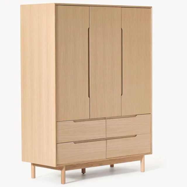 Westwing Collection Kledingkast Cassy, 3 deuren Bruin