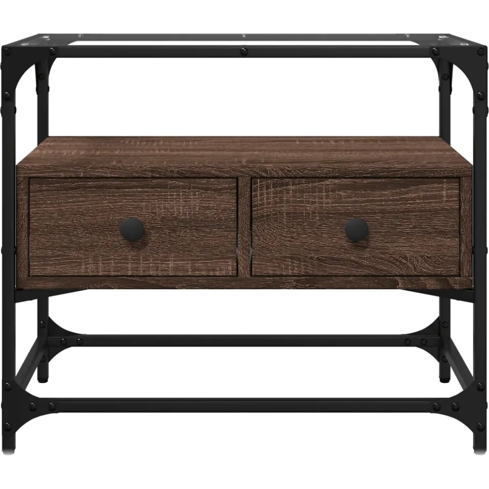 vidaXL Tv-meubel met glazen blad 60x35x51 cm hout bruin eikenkleurig