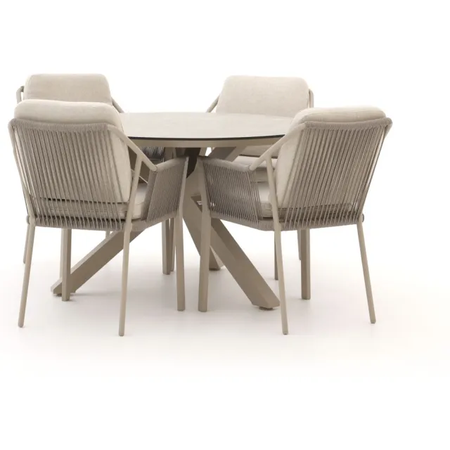 Tierra Outdoor Liv/Orbital ø 120cm dining tuinset 5-delig Taupe