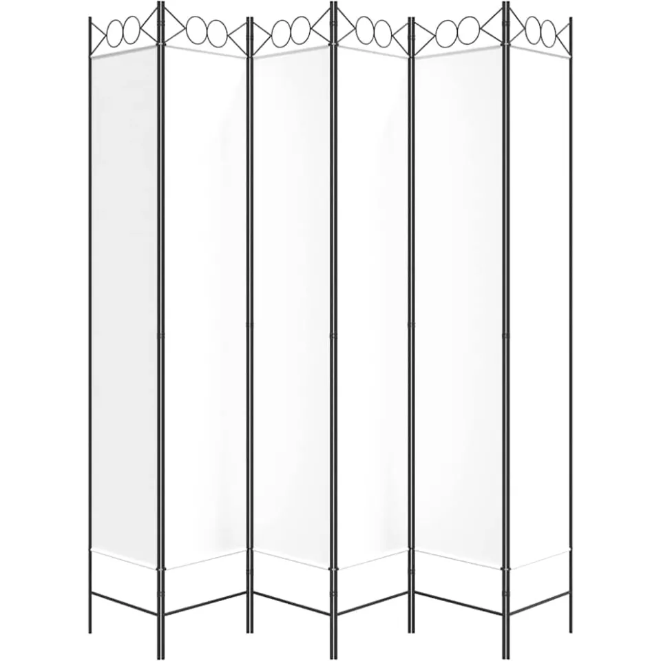 vidaXL Kamerscherm met 6 panelen 240x220 cm stof wit, foto 5