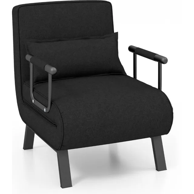 Trendmix Slaapstoel 1 Persoons – Slaapbank 1 Persoons – 4-in-1 Slaapfauteuil – Uitklapbaar – Verstelbare Rugleuning – Zwart
