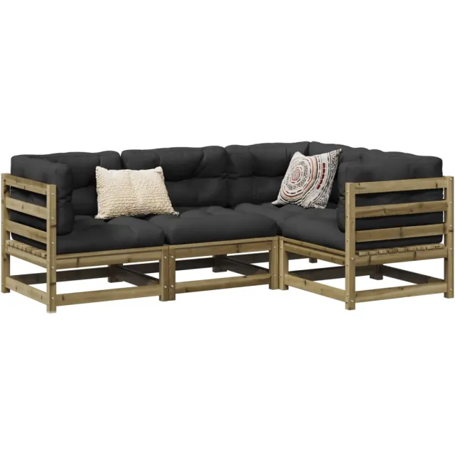 vidaXL 4-delige Loungeset geïmpregneerd grenenhout bruin, foto 2