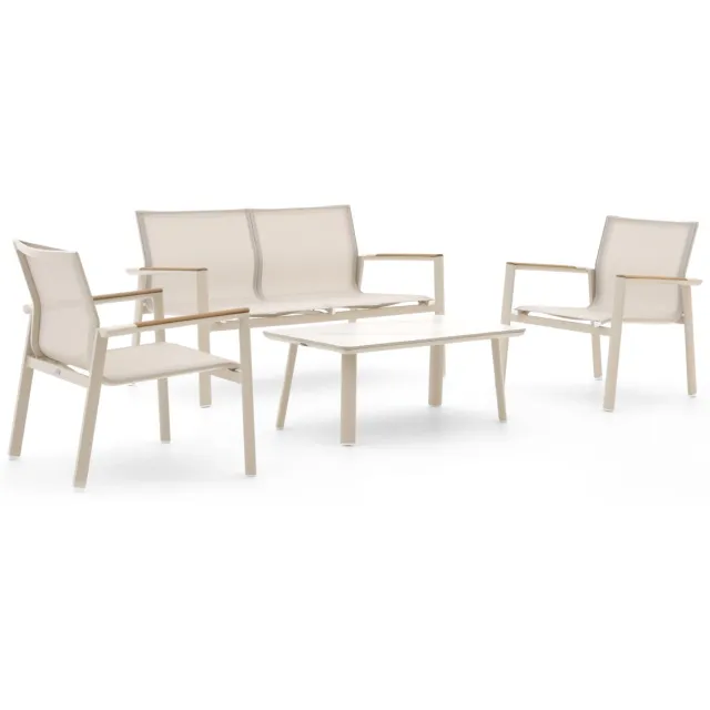 Forza Furniture Forza Asmonte stoel-bank loungeset 4-delig Wit