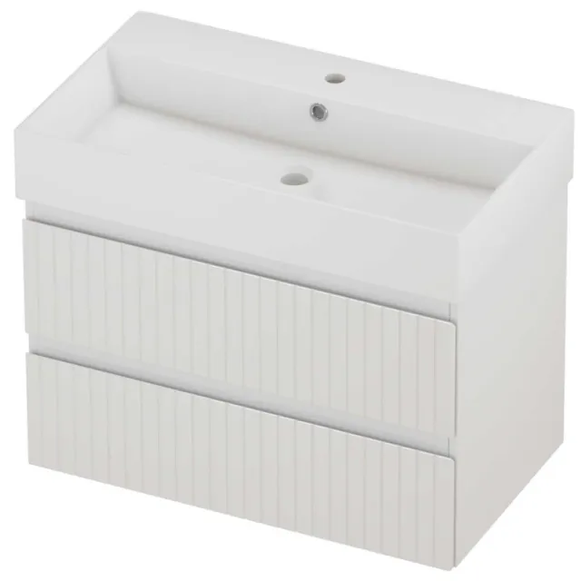 Proline Zara Badmeubelset Porselein Loft 1 Kraangat Gefreesd 80x46x65 cm Glans Wit Glans Wit