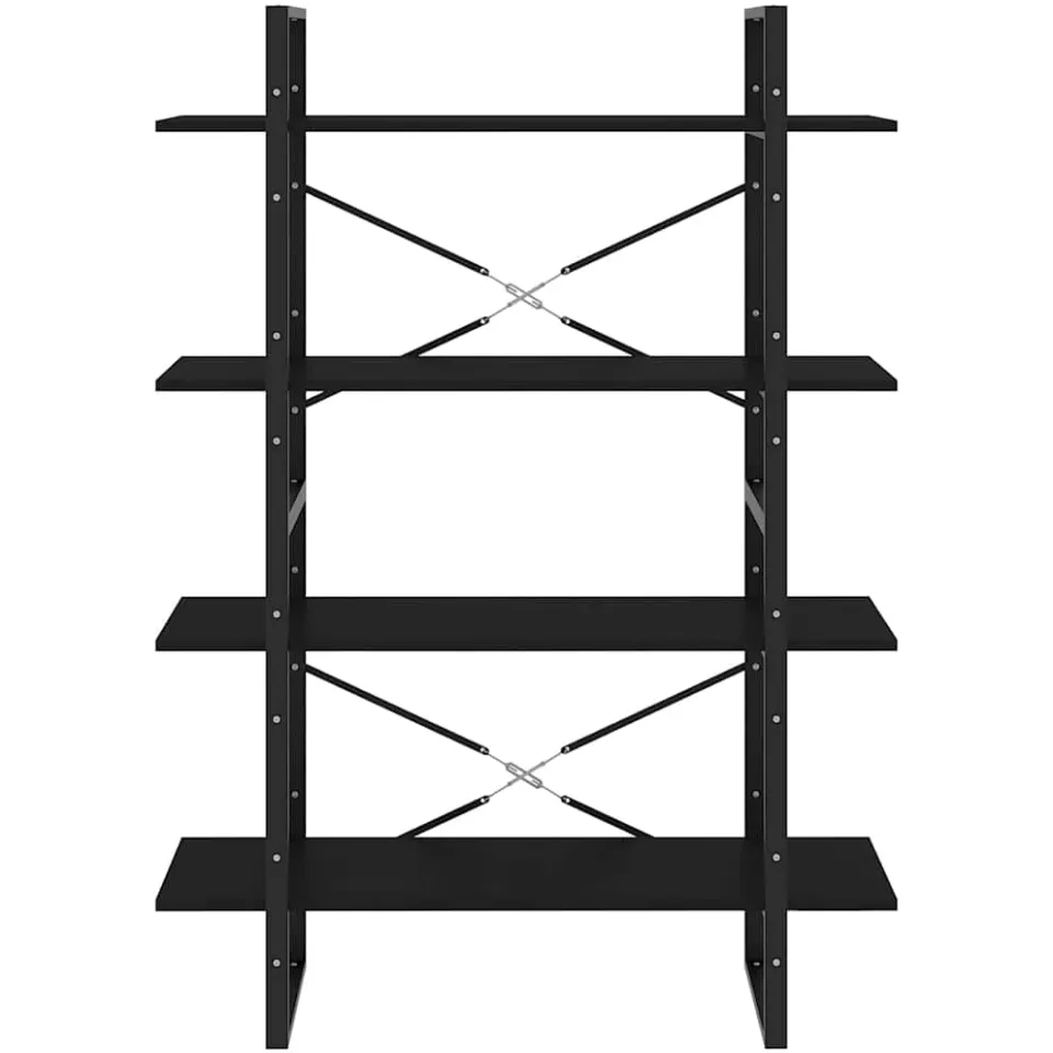 vidaXL Boekenkast met 4 schappen 100x30x140 cm bewerkt hout zwart, foto 4