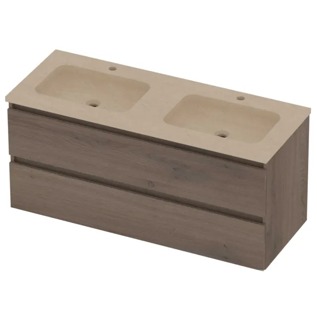 Basic-Line Rocky 46 Badmeubelset Hardsteen 120x46x54 cm R46SSEDO120D2 Dusk Oak Sand Stone Beige